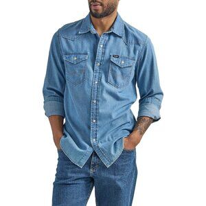 Men's Lake Wash Iconic Denim Regular Fit Snap Shirt